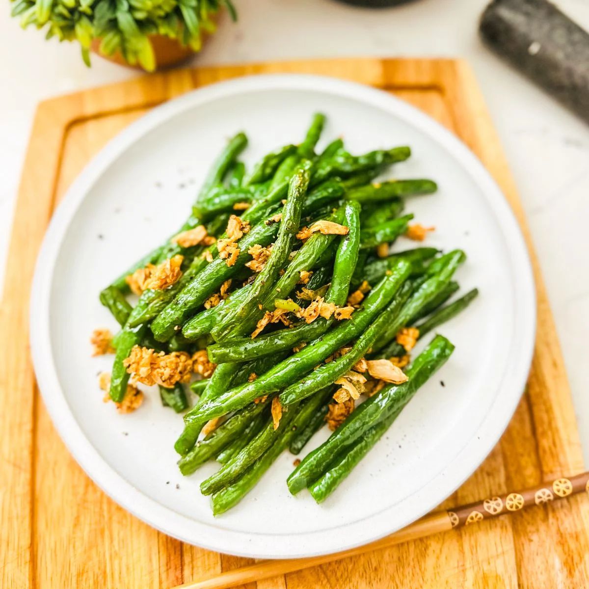 Stir-fried Garlic Green bean ผัดถั่วจีนกระเทียม _1