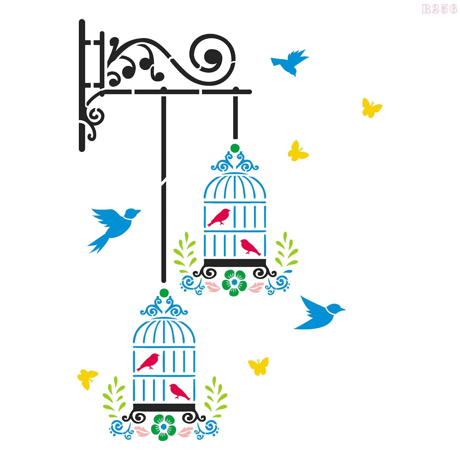 R256_Birds Cage Wall Stencil_1