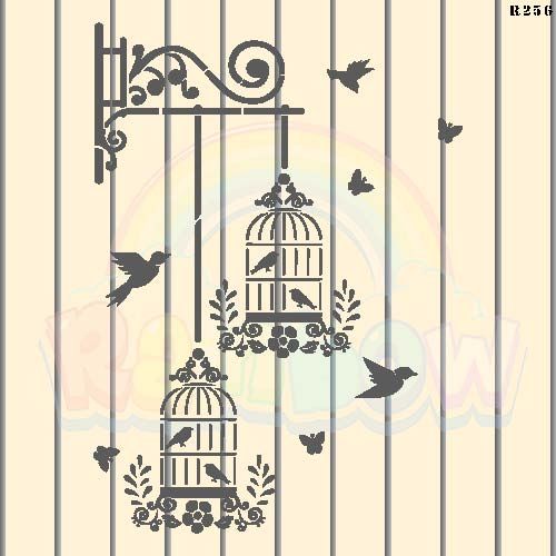 R256_Birds Cage Wall Stencil_0