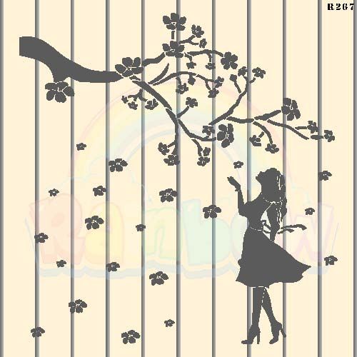 R267_Branches With Girl Wall Stencil_0