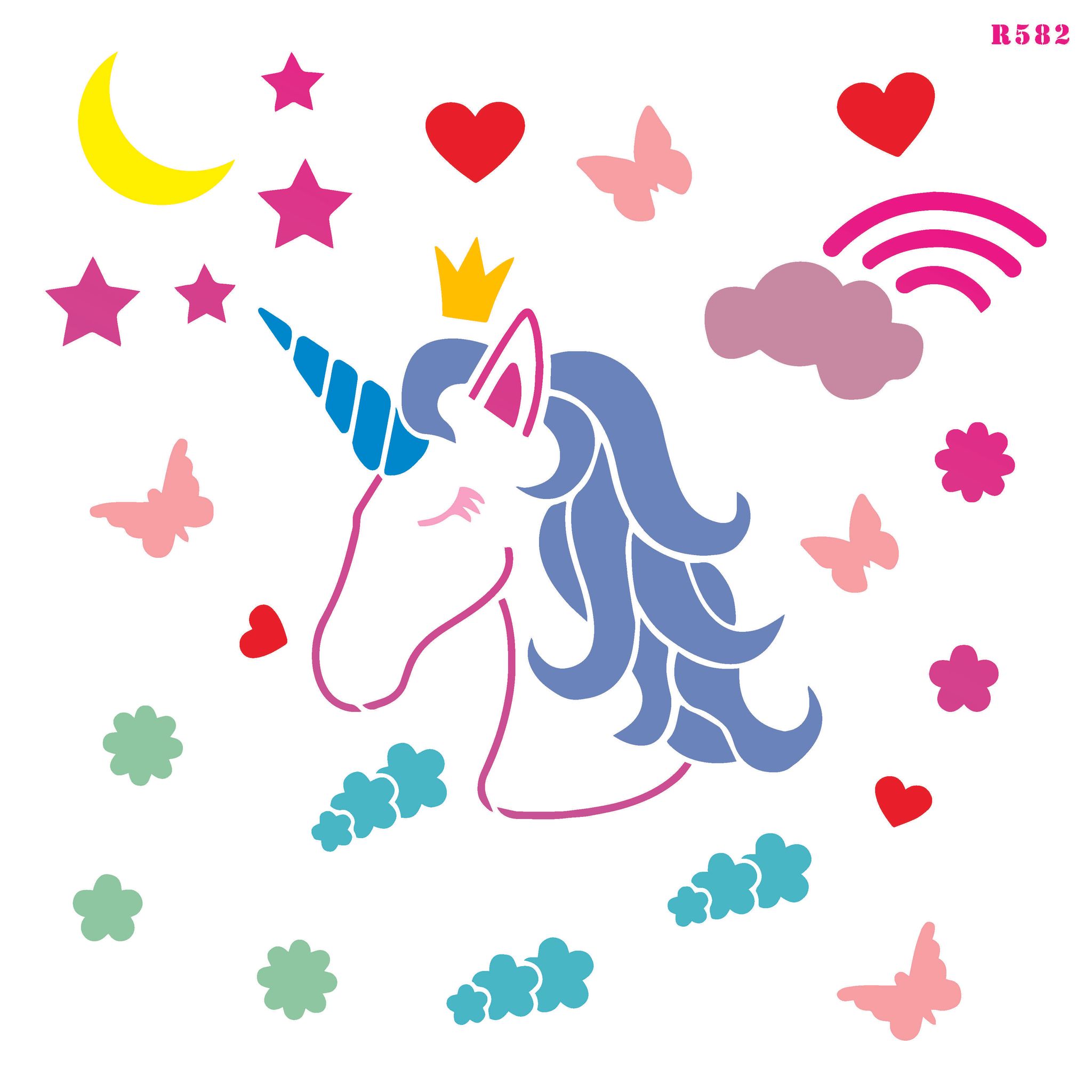 R582_Unicorn Wall Stencil_0