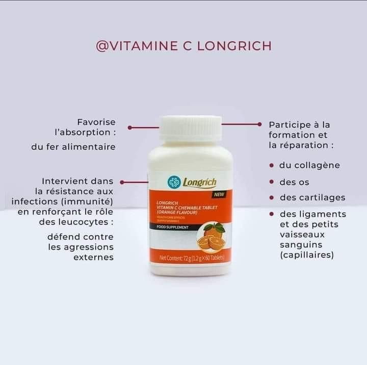 VITAMINE C Un puissant anti oxydant ; réduit le stress et la fatigue ; augmente l’appétit (60 Comprimes)_4