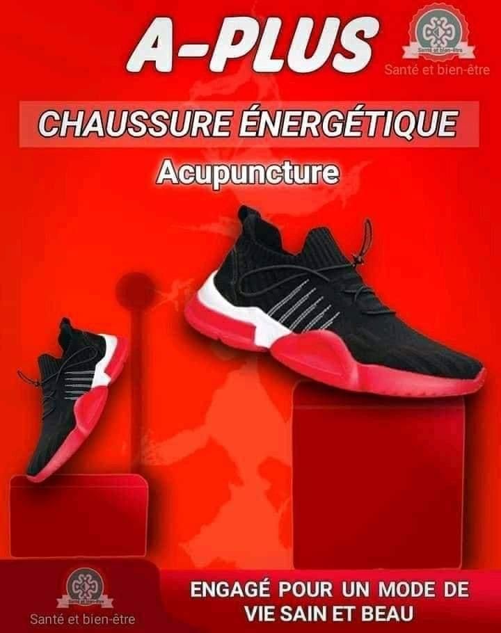 Chaussures énergétiques de longrich Elle stimule la circulation sanguine et tous les organes internes pour une guérison naturelle Balance et aligne l’angle de l’or Augmente la guérison naturelle, maintient l’équilibre du corps et brûle les graisses Vous ne pouvez jamais manquer d’énergie ou être fatigué. Vous pouvez même la porter au lit Elle a des aimants placés à des pointes réflexes correspondants sur vos pieds pour dynamiser votre santé n’importe où et n’importe quand La chaussure A-Plus de Longrich est destinée à: Personnes souffrantes de spondylose cervicale /lombaire Menstruation irrégulière Déséquilibre hormonal Problèmes ovariens Problèmes mammaires Maladies cardiaques Hémiplégie Paralysie Arthrose Rhumatisme Arthrite Problèmes majeurs de l’or et des articulations,  accident vasculaire cérébrale etc Augmente l’endurance, recharge, rédémarre et ravitalise Corrige les arcs de pieds, rectifie le squelette du corps Corrige la colone vertébrale Faite à base de nanomatériaux macro moléculaires d’acupuncture sur les pieds, elle stimule en permanence les points d’acupuncture._10