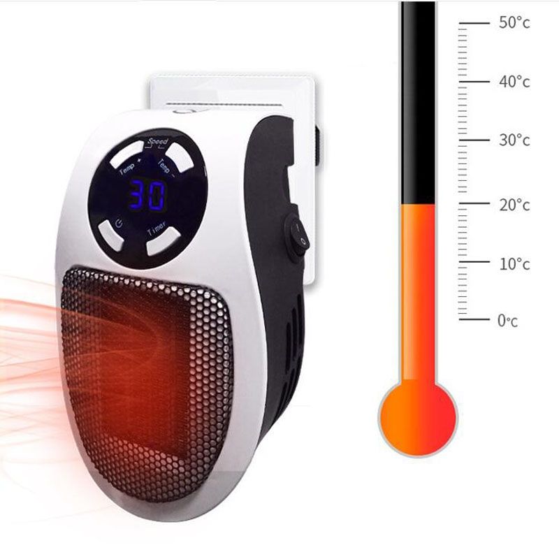 Mini Heater Home Desktop Office Multifunctional Heater, Style:With Remote Control, Plug Type:UK White_5