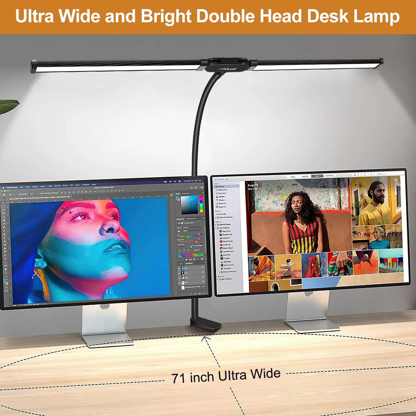 PULUZ Gooseneck Tube LED Fill Light Double Head Clip Desk Lamp (Black)_3