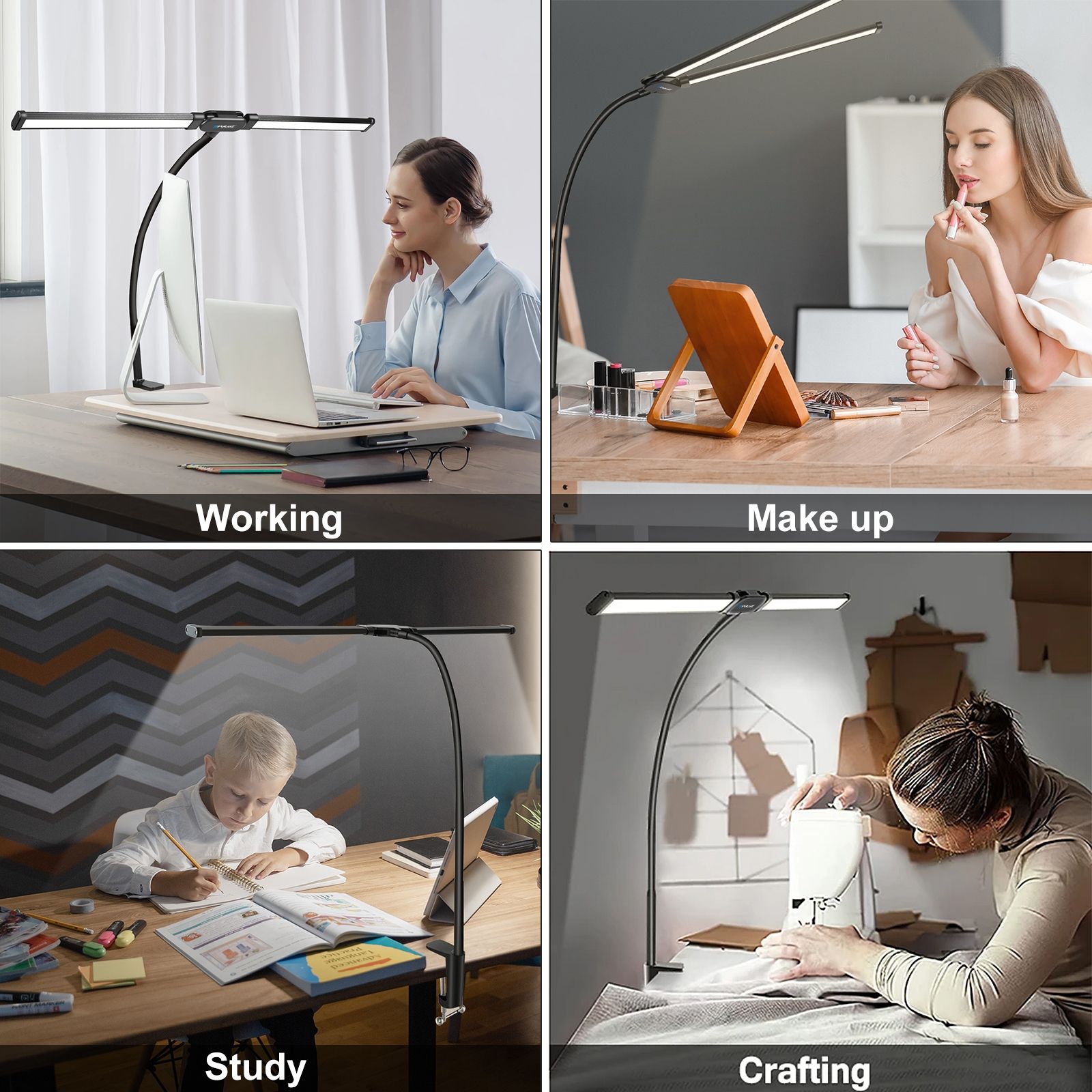 PULUZ Gooseneck Tube LED Fill Light Double Head Clip Desk Lamp (Black)_6