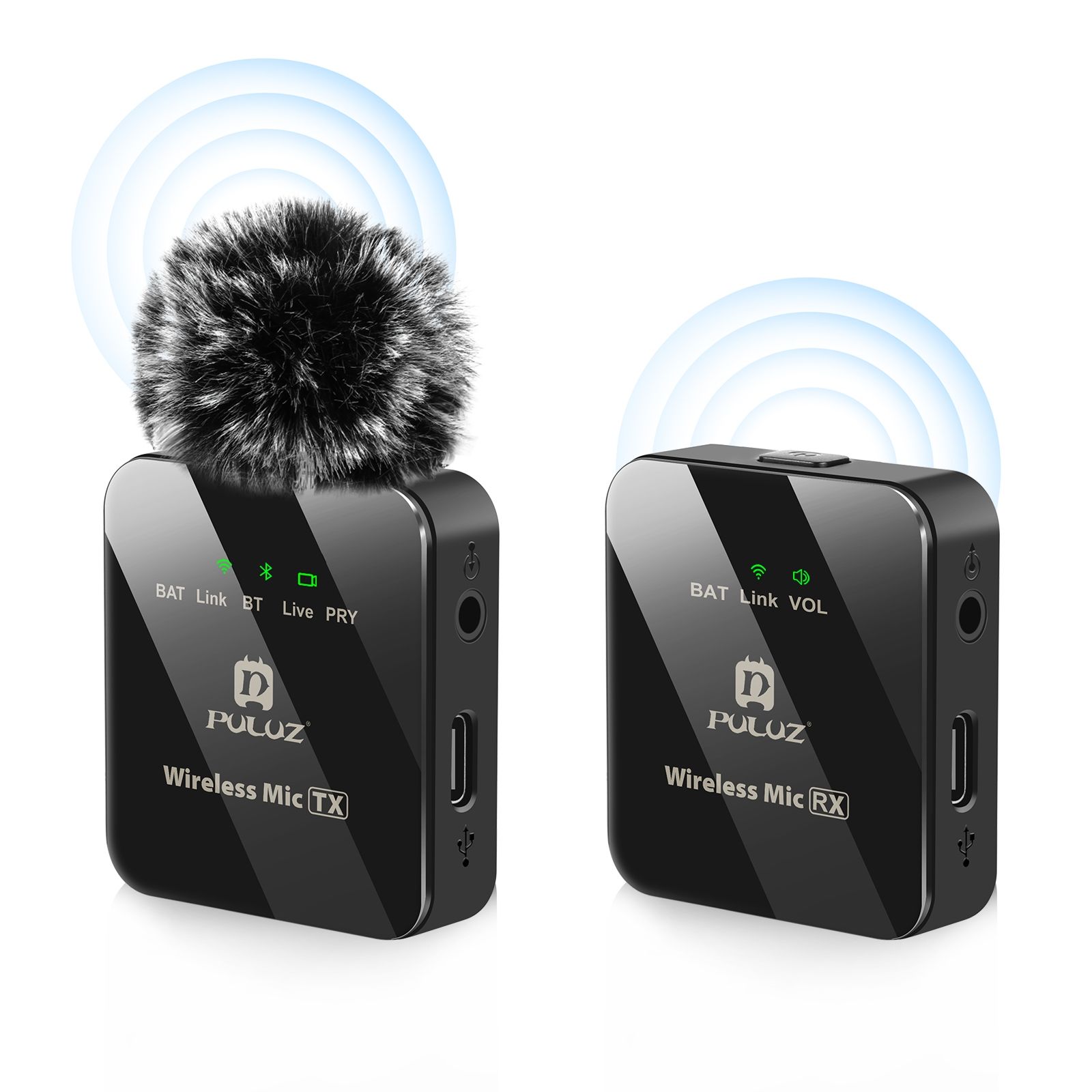 PULUZ 1 TX + 1 RX Wireless Lavalier Microphone (Black)_10