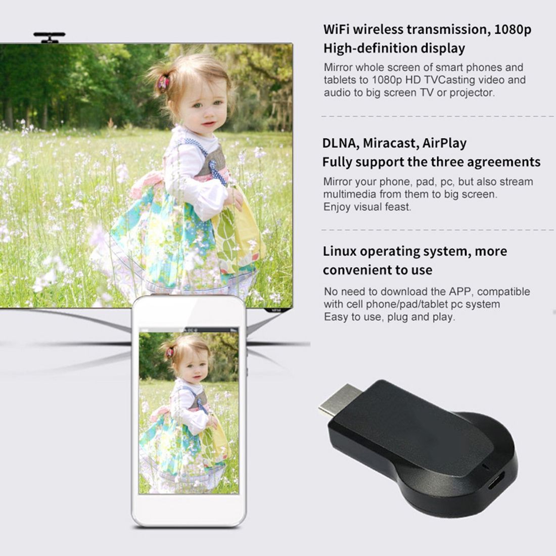 M9 Plus Wireless WiFi Display Dongle Receiver Airplay Miracast DLNA 1080P HDMI TV Stick_12