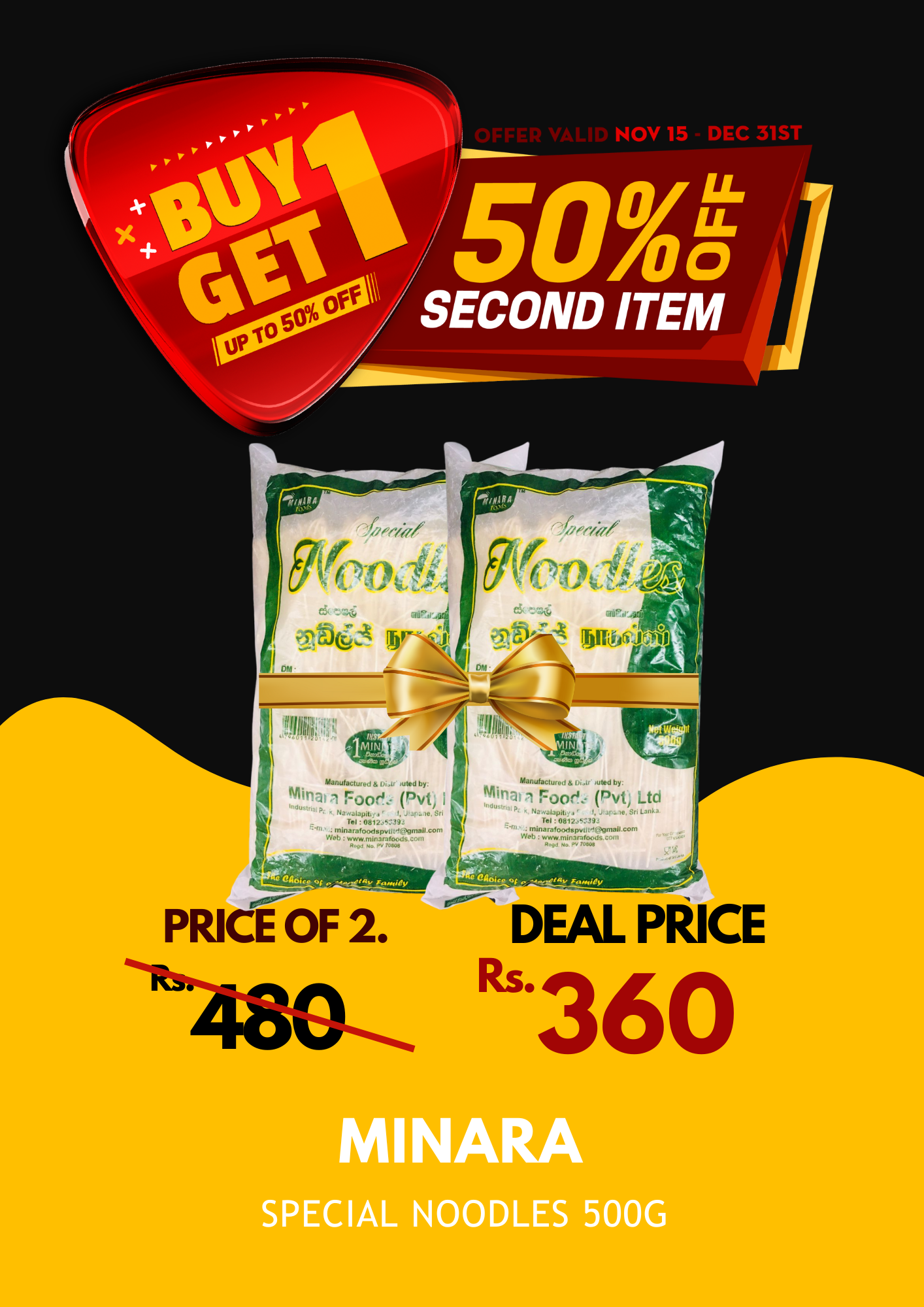 Minara Special Noodles 500g X 2 BOGO 50%_0