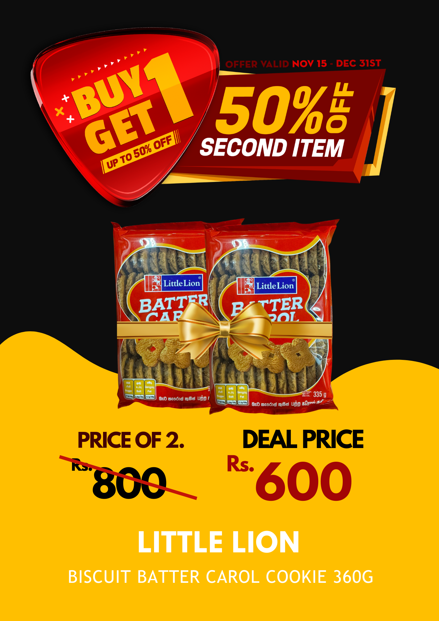 Little Lion Biscuit Batter Carol Cookie 360g X 2 BOGO 50%_0