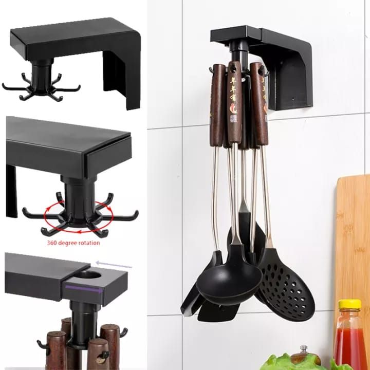 Multifunctional shelf 6  rotating hooks organizer _1