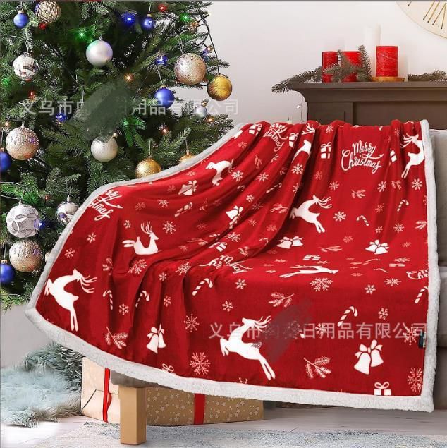 Double Layered Xmas Blanket Snowflake Series Printed Blankets_1