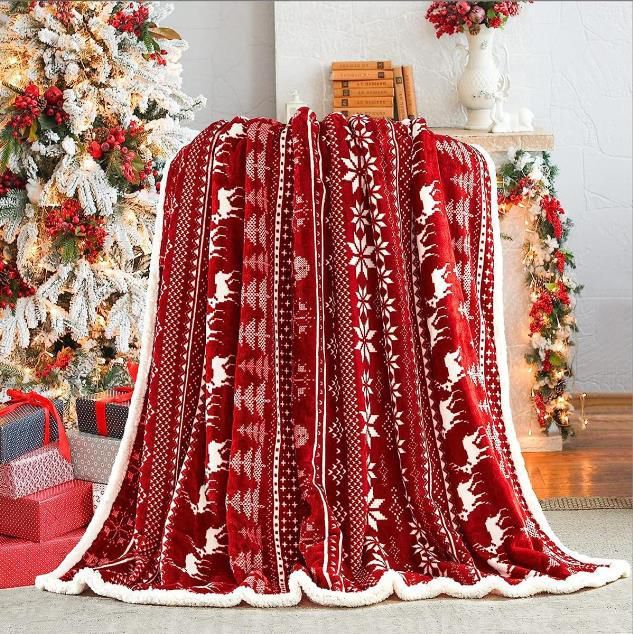 Double Layered Xmas Blanket Snowflake Series Printed Blankets_2