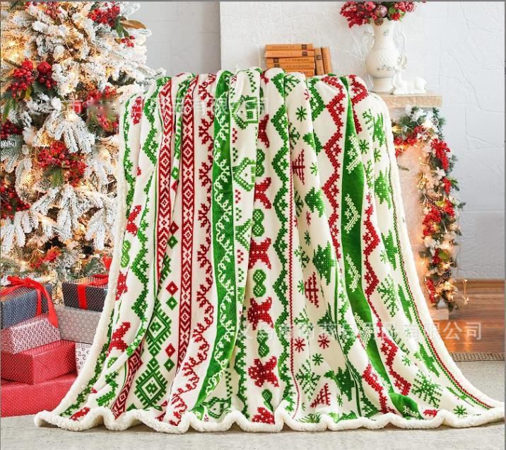 Double Layered Xmas Blanket Snowflake Series Printed Blankets_7