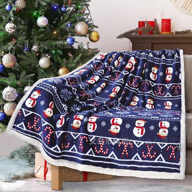 Double Layered Xmas Blanket Snowflake Series Printed Blankets_12