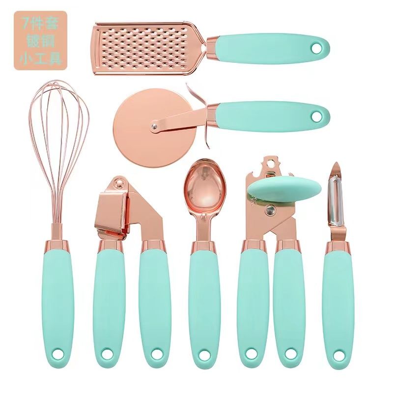 High quality 7pcs Kitchen gadget set with copper plated _2