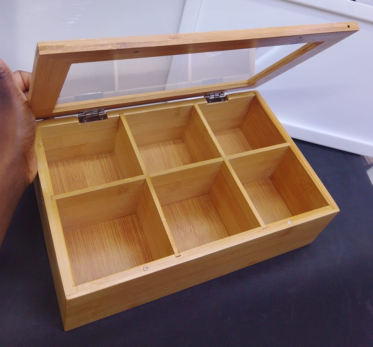 ✅6 slots Bamboo wooden TEABAG ORGANISER_1