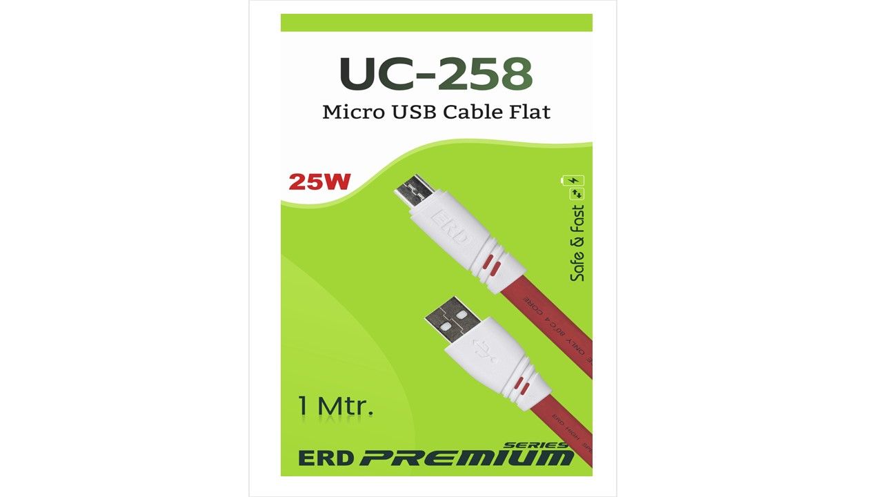 ERD UC-258 Micro USB Data Cable, 1 Meter, 25W, Red_0