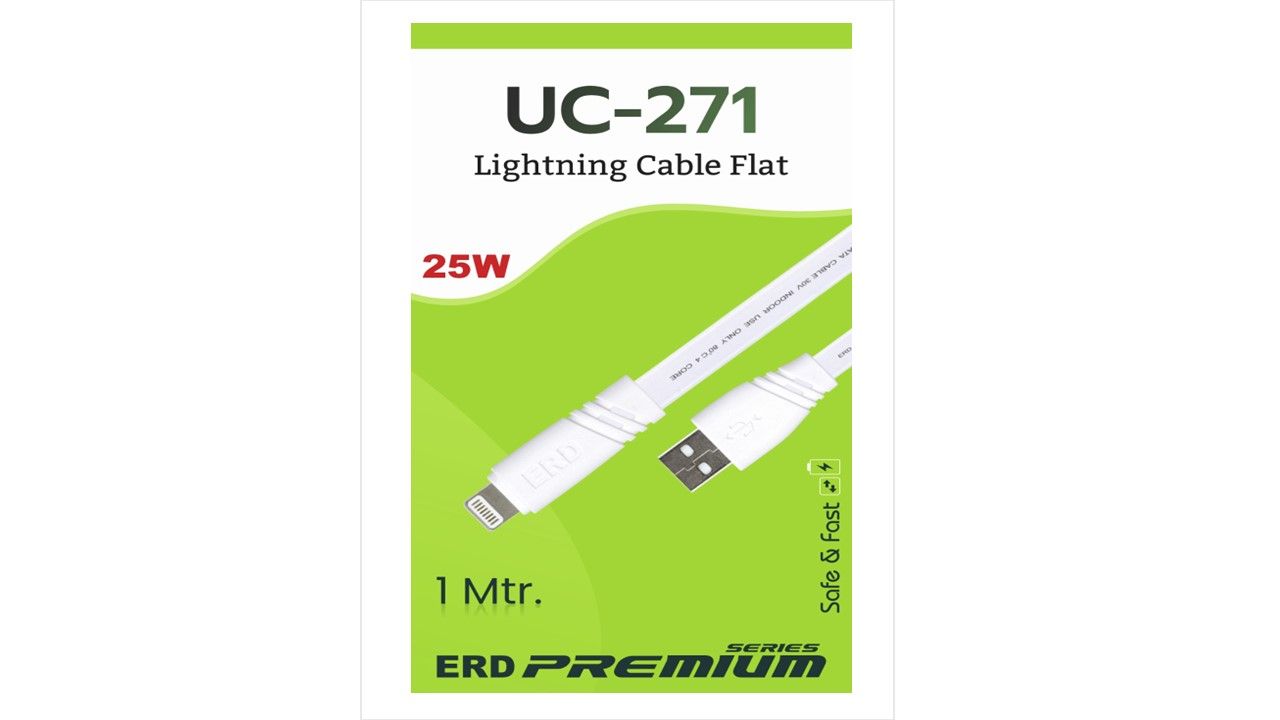 ERD UC-271 Flat Lightning data cable 25W - White_0