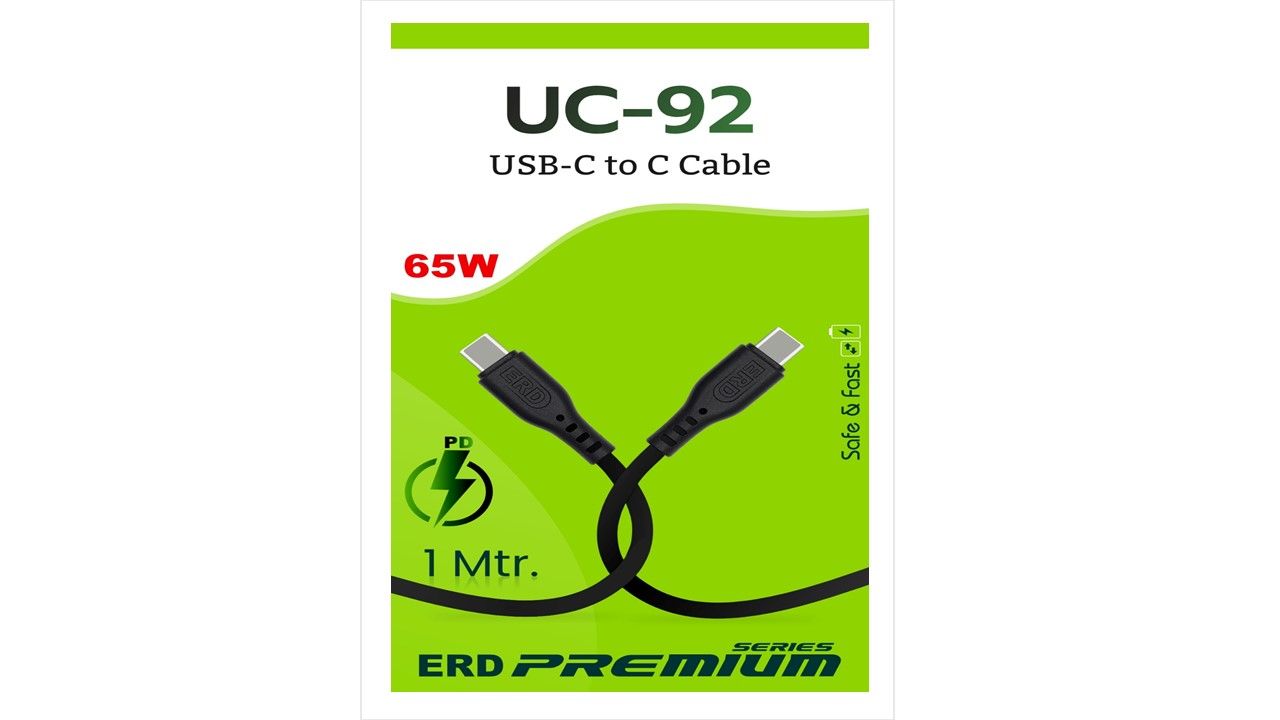 ERD UC-92 Type C to C 1 Meter Power Delivery Cable Assorted Color_0