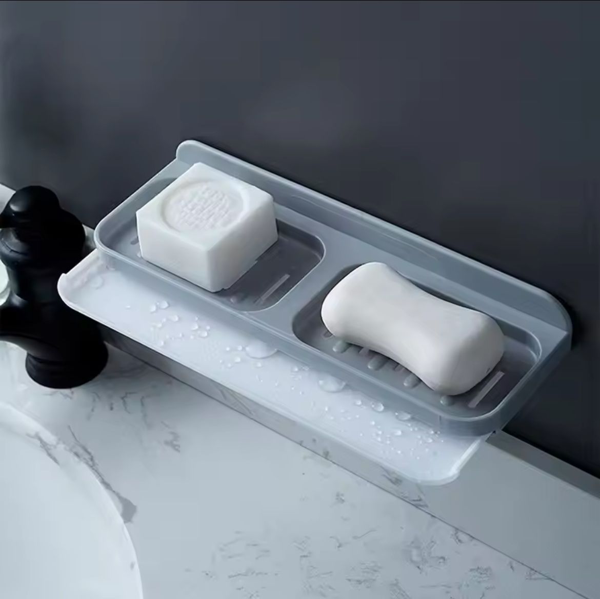 Wall-Mounted Self-Adhesive Bathroom Soap Dish Storage Organizer _3