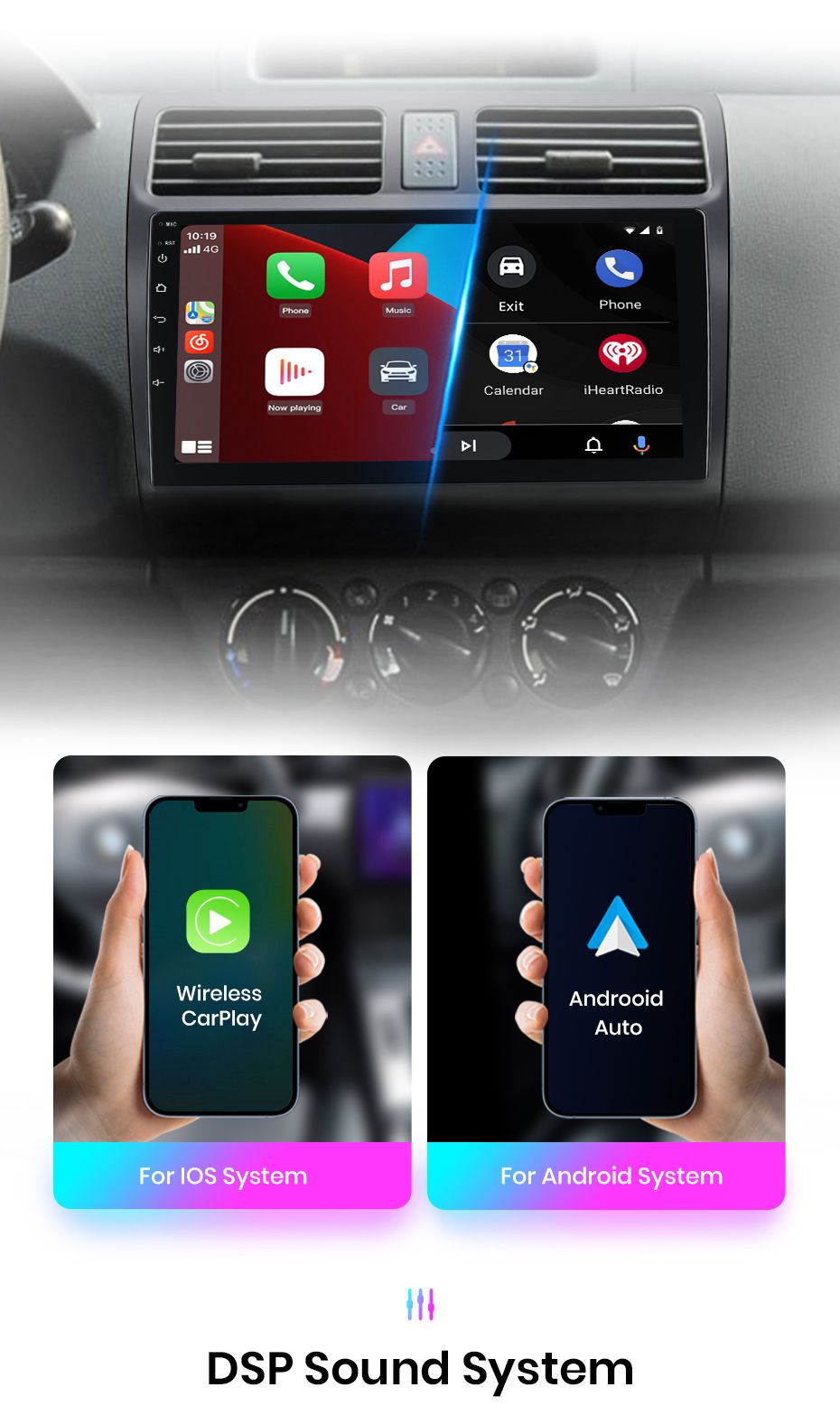 Rádio 10" Android Suzuki Swift 2003-10 Carplay GPS wifi 2/32GB_9