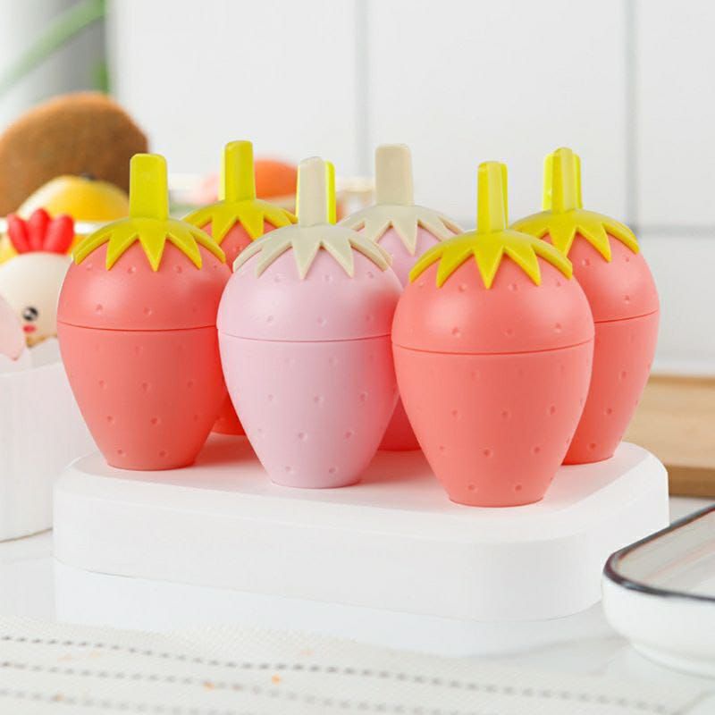 6 Grids strawberry ice Cream popsicle Mold _0