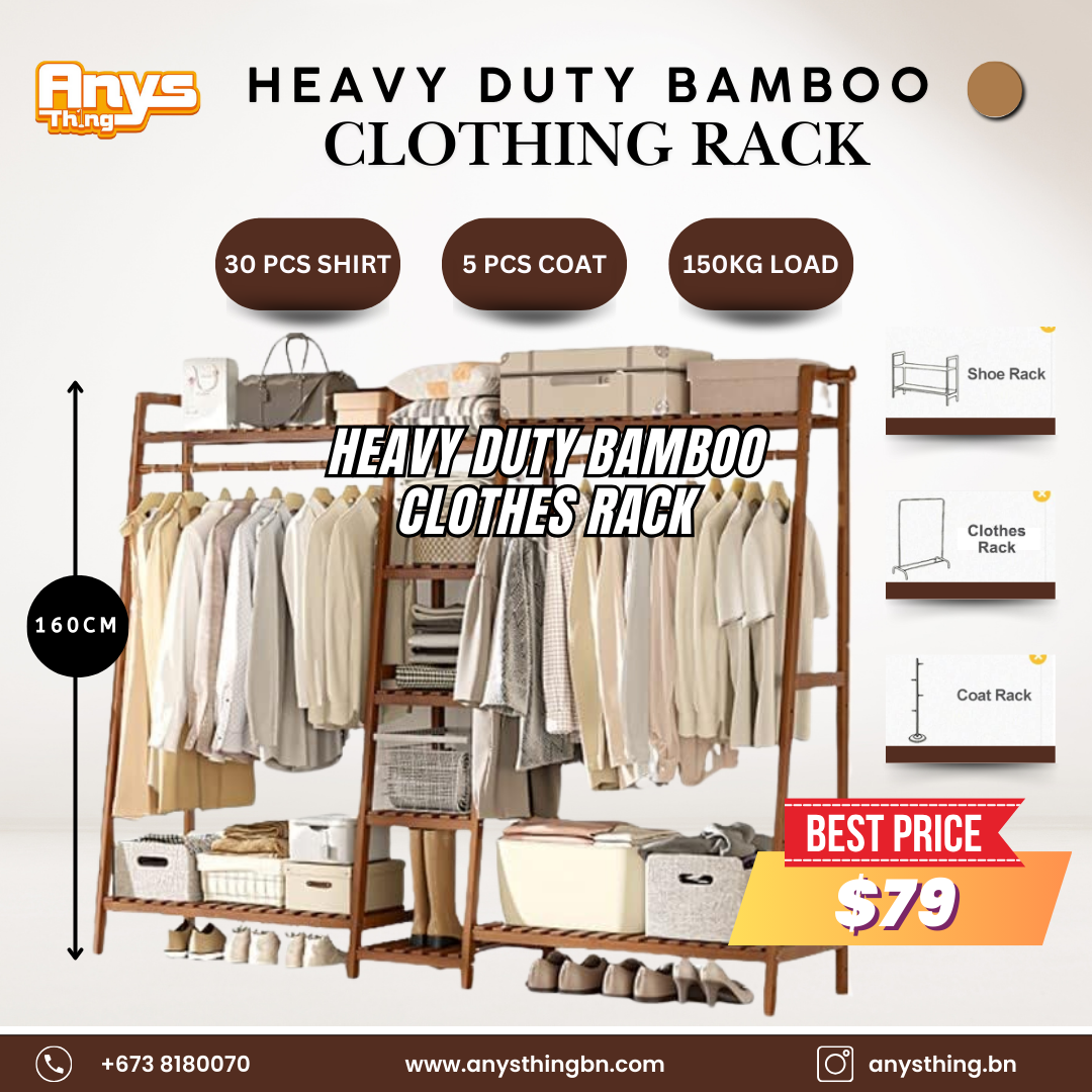 Heavy duty bamboo clothing rack_0