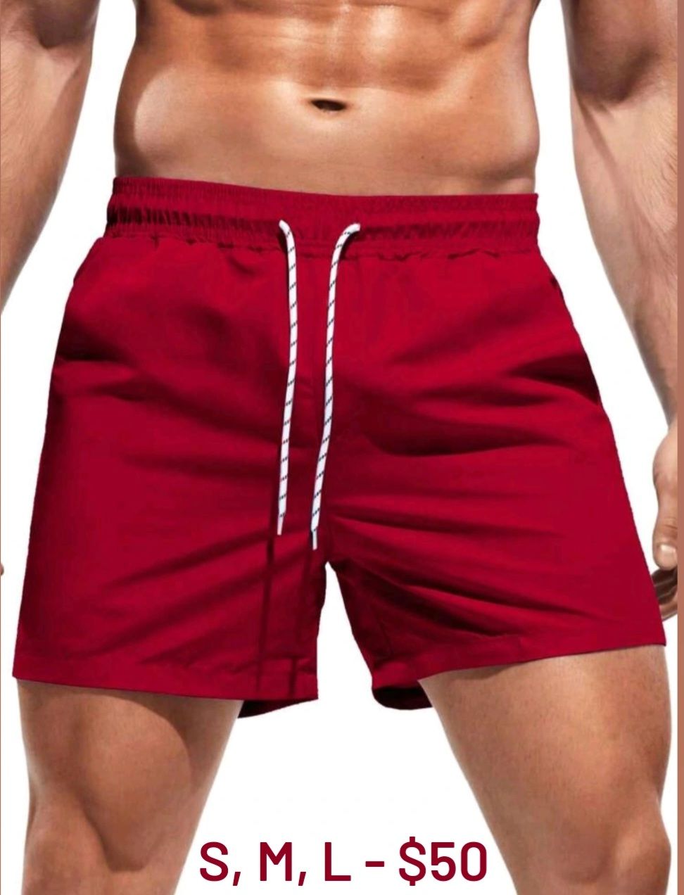 Men Red Swim Shorts _0