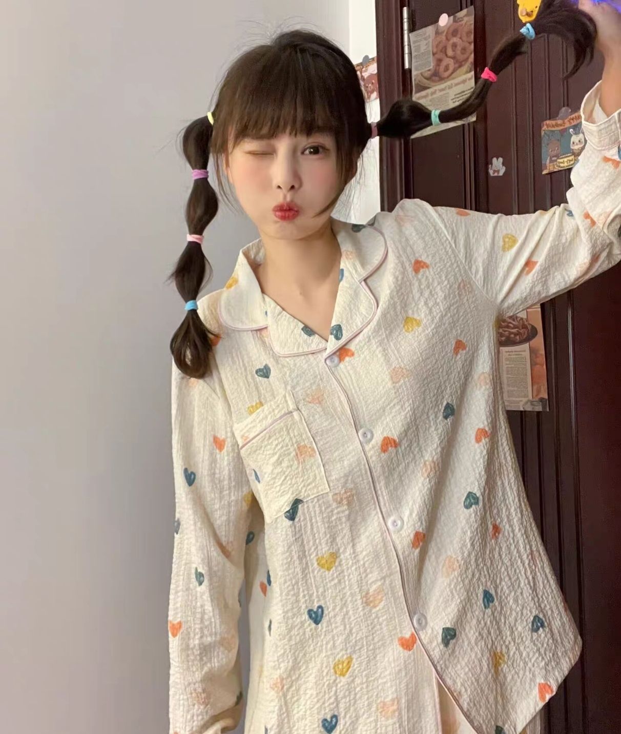 Heart long sleeves pajama set _3