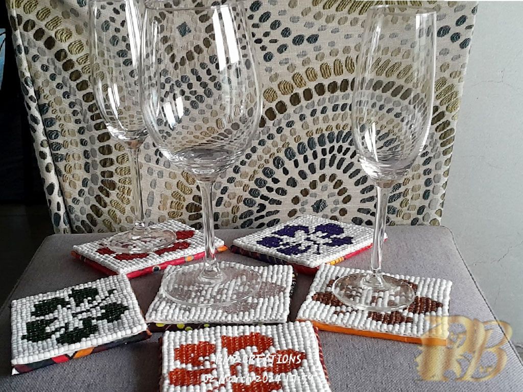 Beaded Coasters x8 set_3