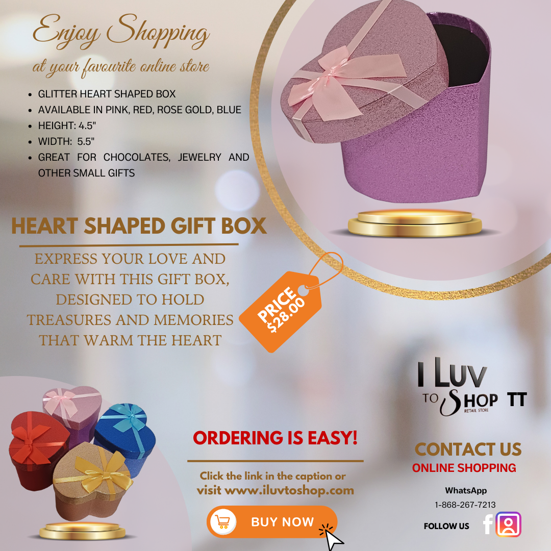 ROSE GOLD HEART Shaped Glitter Gift Box  _1