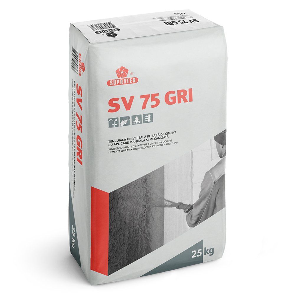 Tencuiala pe baza de ciment SV 75 gri 25kg_0