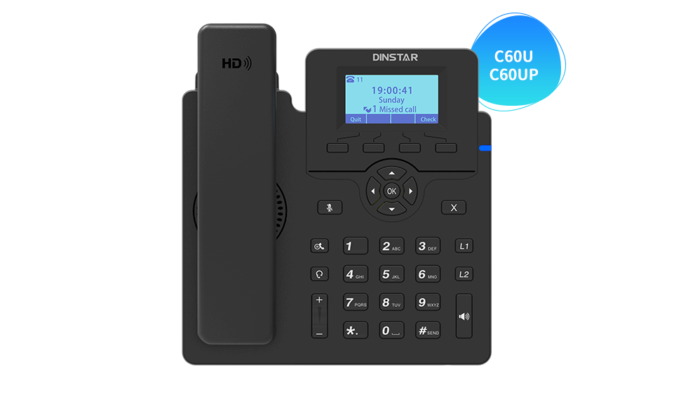 DINSTAR C60SP Entry Level IP Phone with POE & With Adapter_0