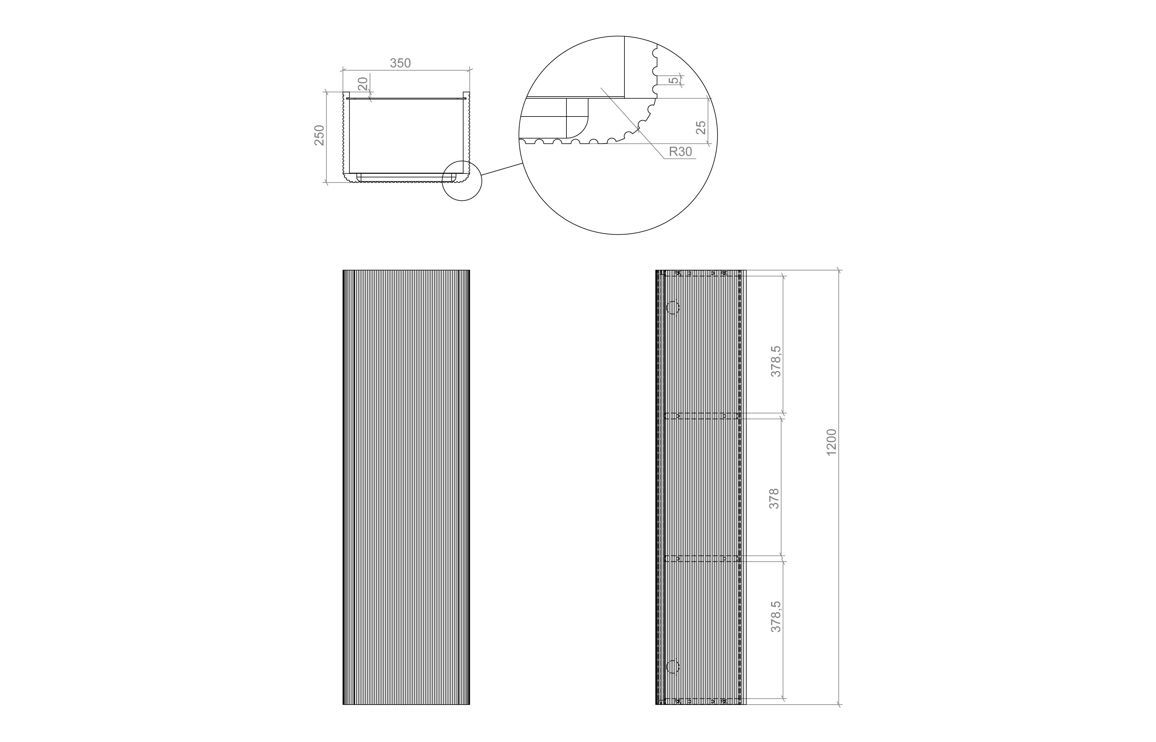 Eridge 350mm Wall Hung 1 Door Tall Unit - Textured Oak_2