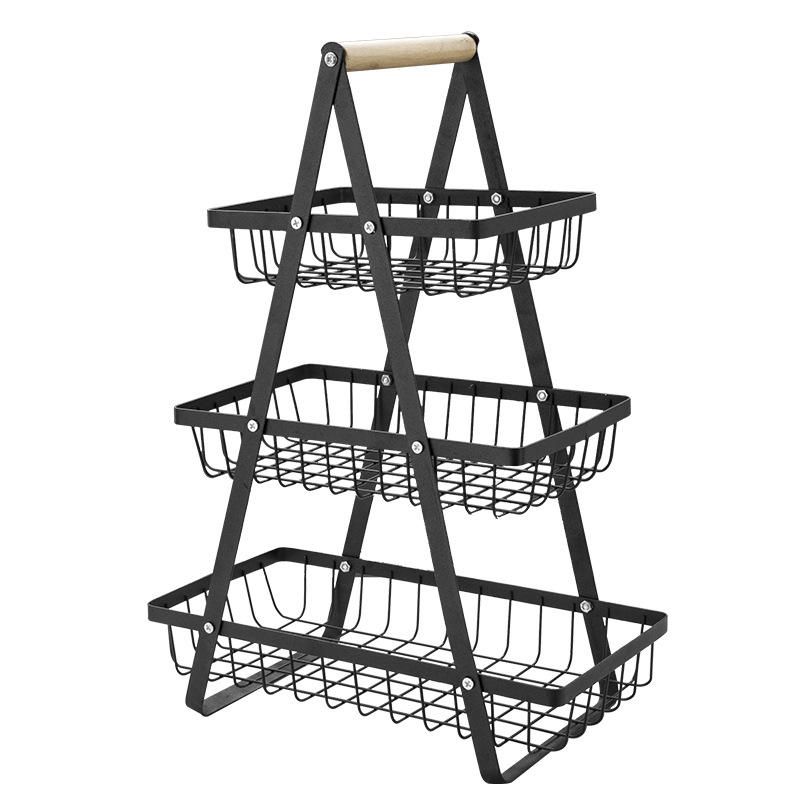 Three-Tier Portable Fruit Basket with Handle_0