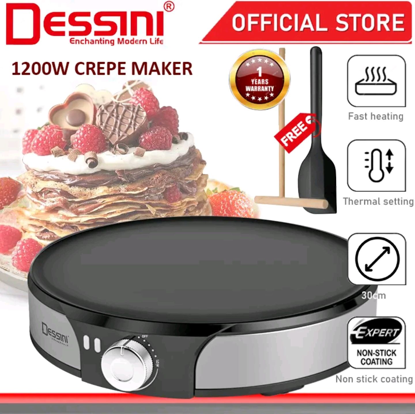 DESSINI 30cm 1200W Crepe Maker_0