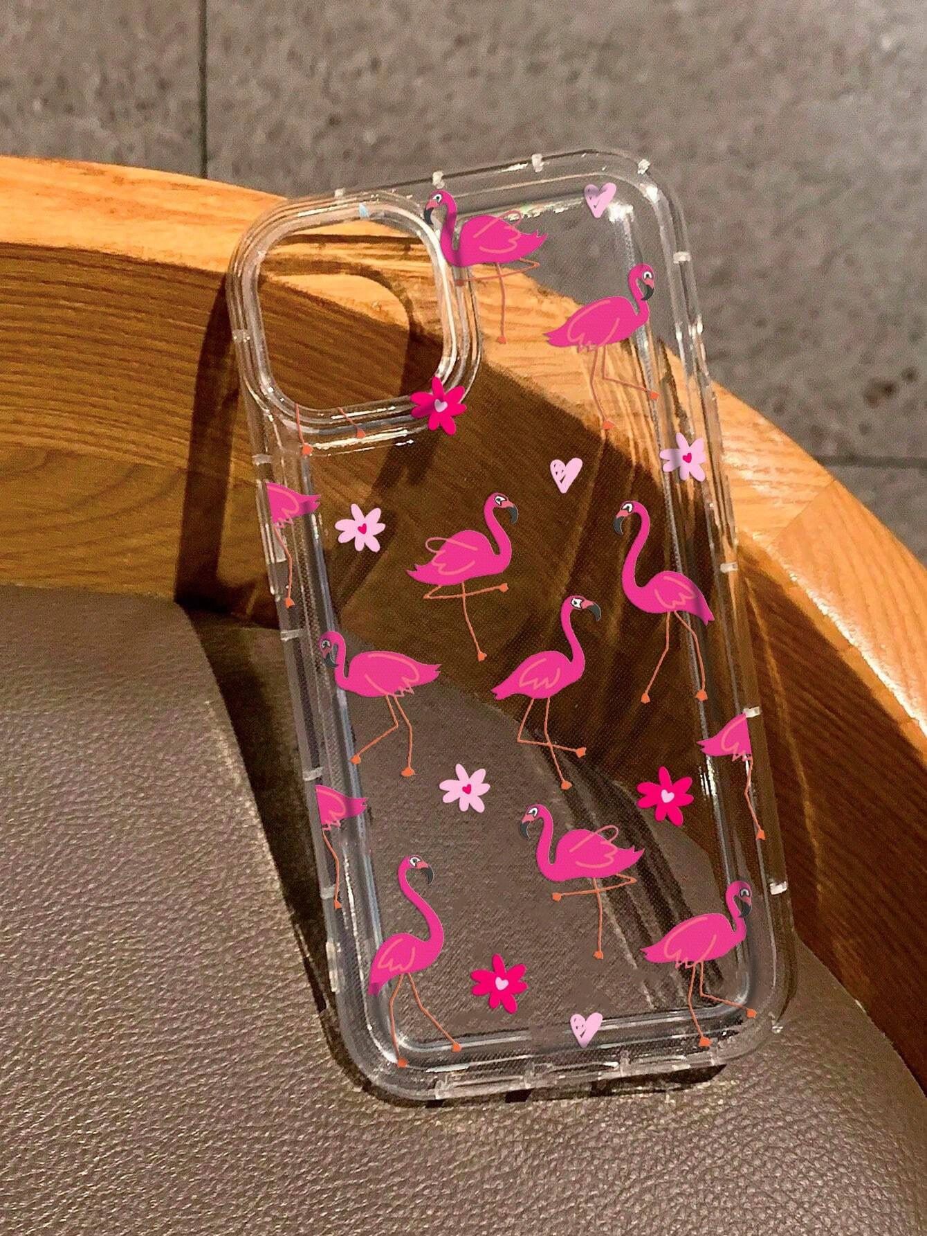 Pink Flamingo floral clear case_0