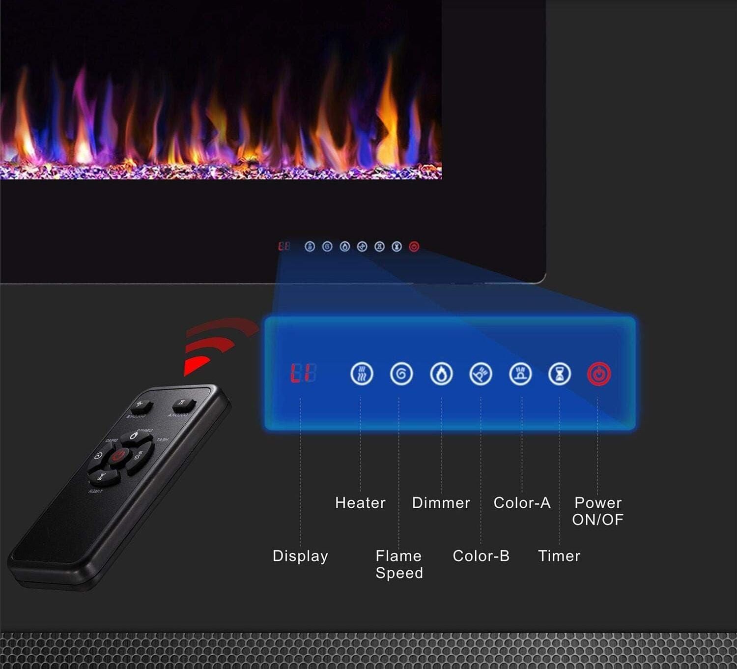 🔥 FlameFusion 30-Inch Wall-Mounted Recessed Electric Fireplace 🔥_5