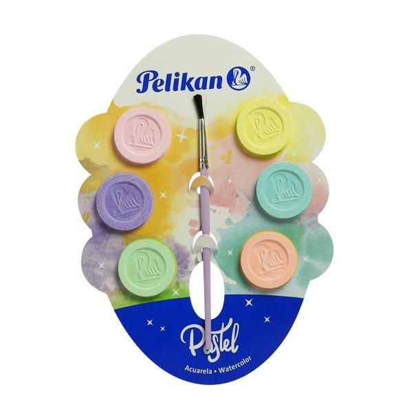 Acuarelas pelikan 6 pastillas colores pastel base de cartón _0