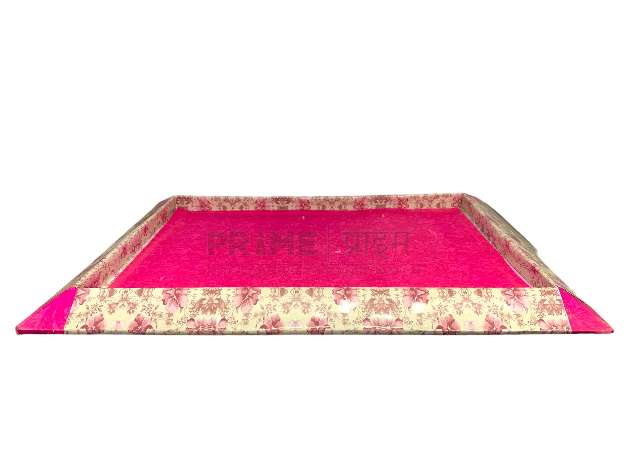 Pink White Rectangular Velvet Large Hamper Tray_1