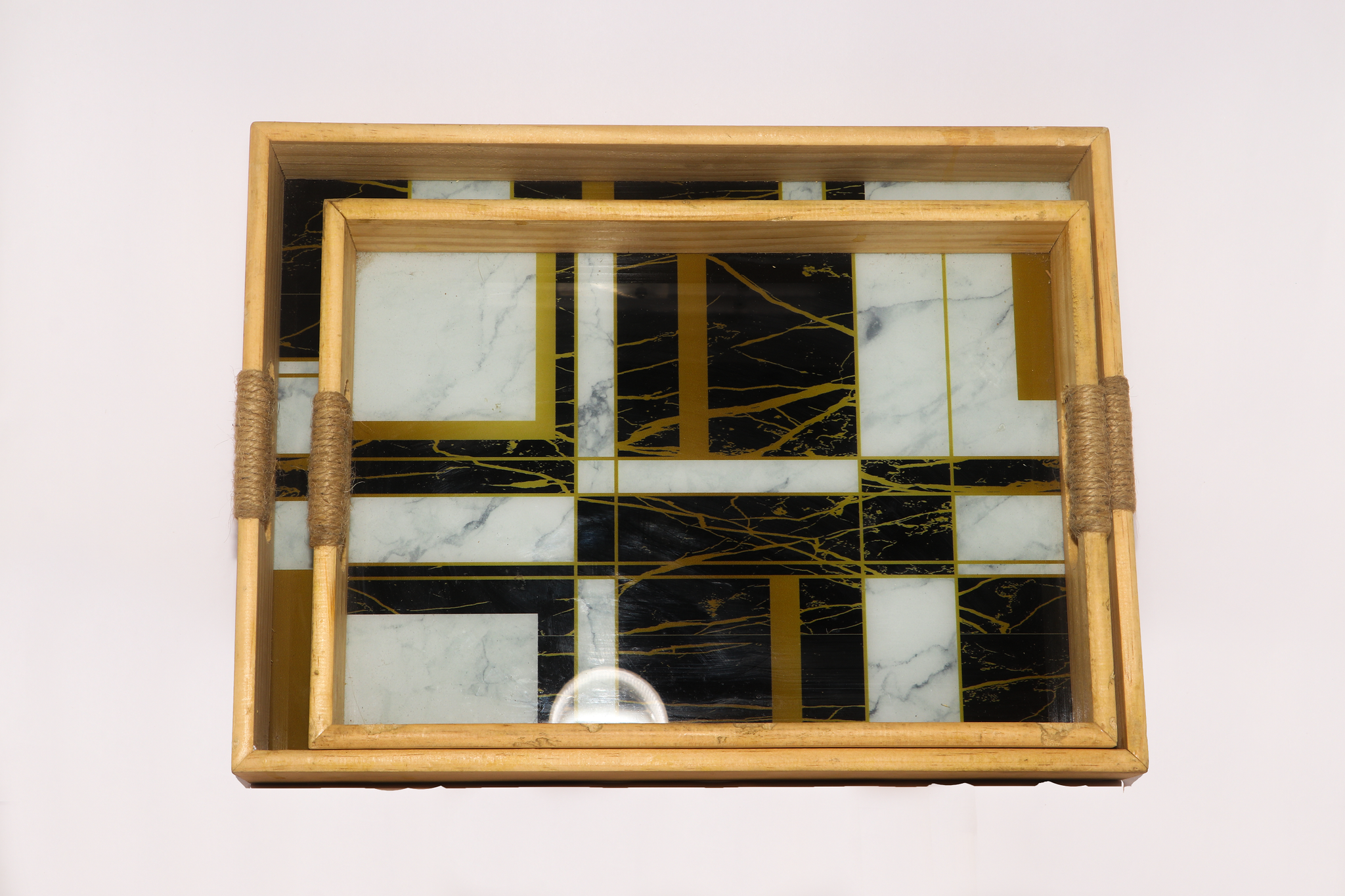 Abstract Rectangular Wooden Tray Small_1