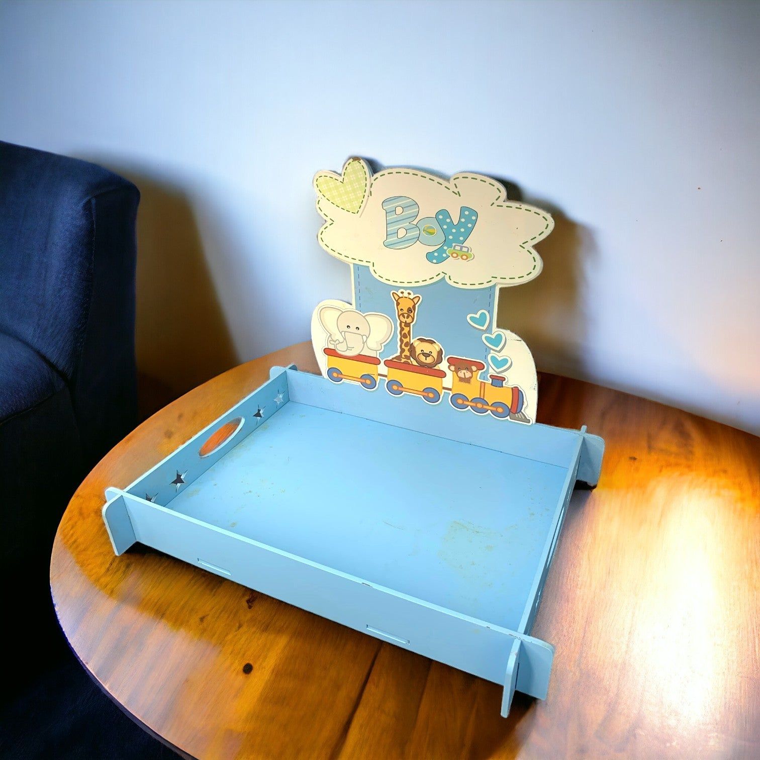 Blue Rectangular DIY Wooden Baby Boy Tray_1