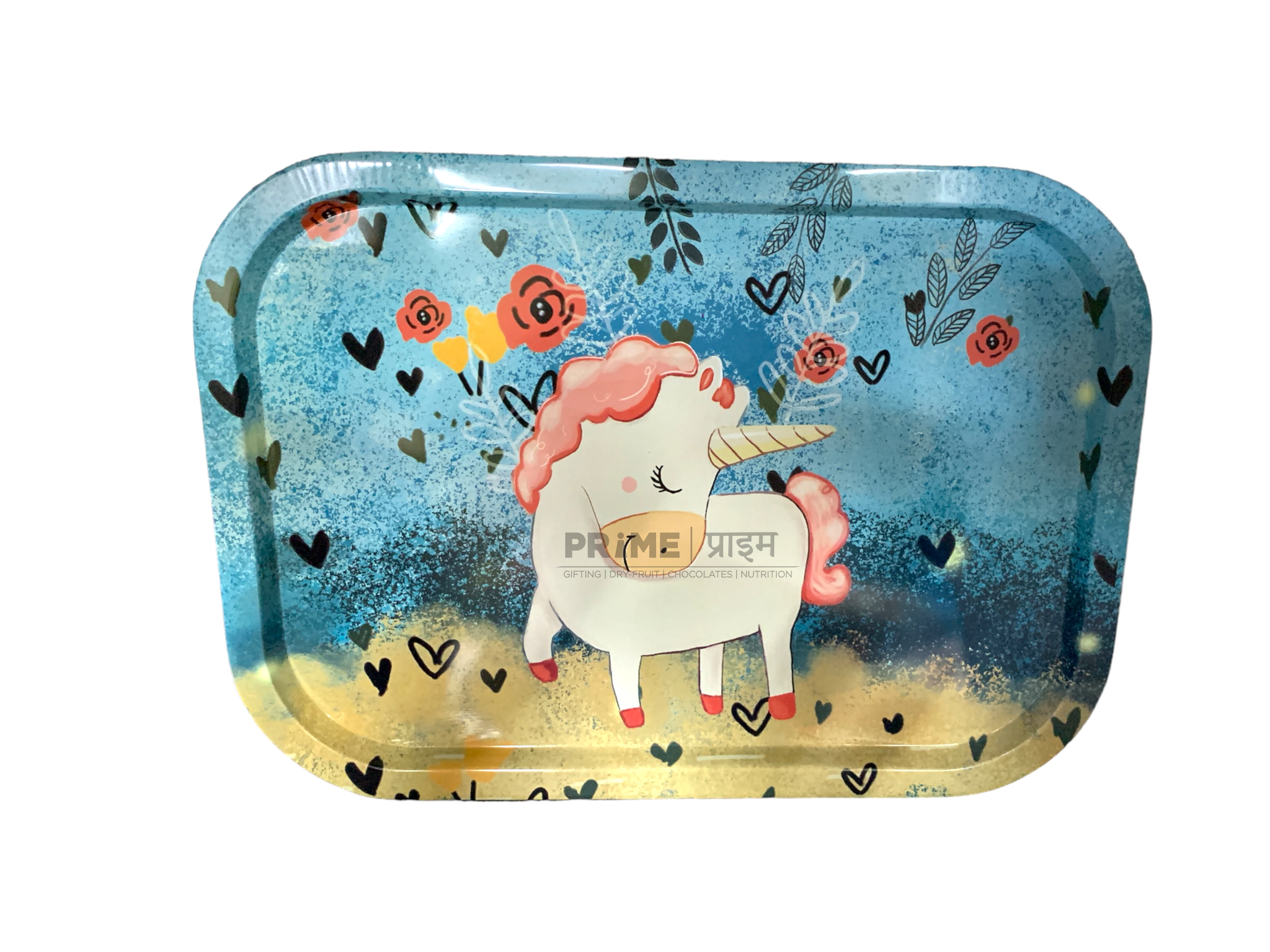 Blue Rectangulr Unicorn Metal Tray_2