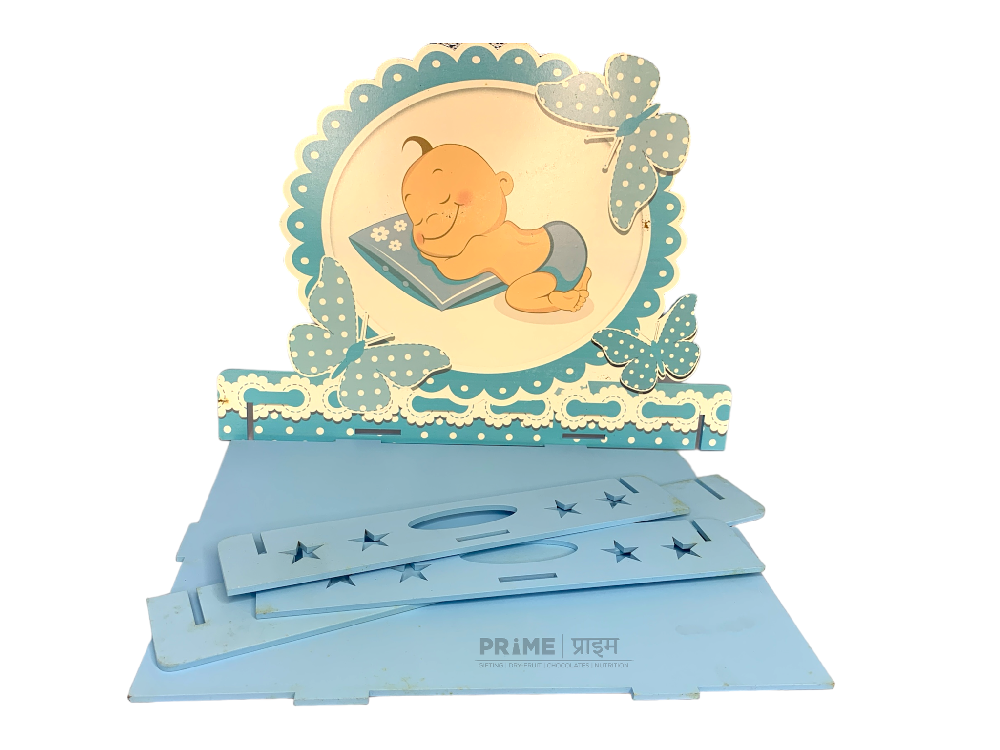 Blue Rectangular DIY wooden Baby Tray_1