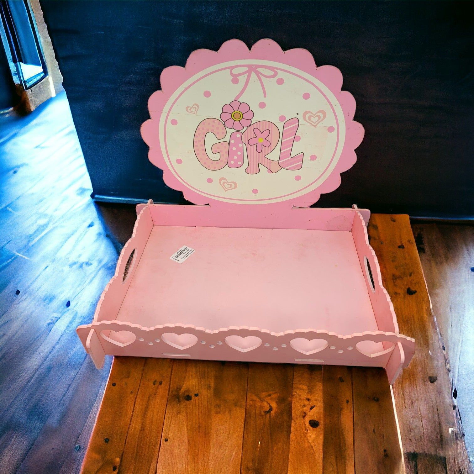 Pink Rectangular DIY wooden Baby Girl Tray_1