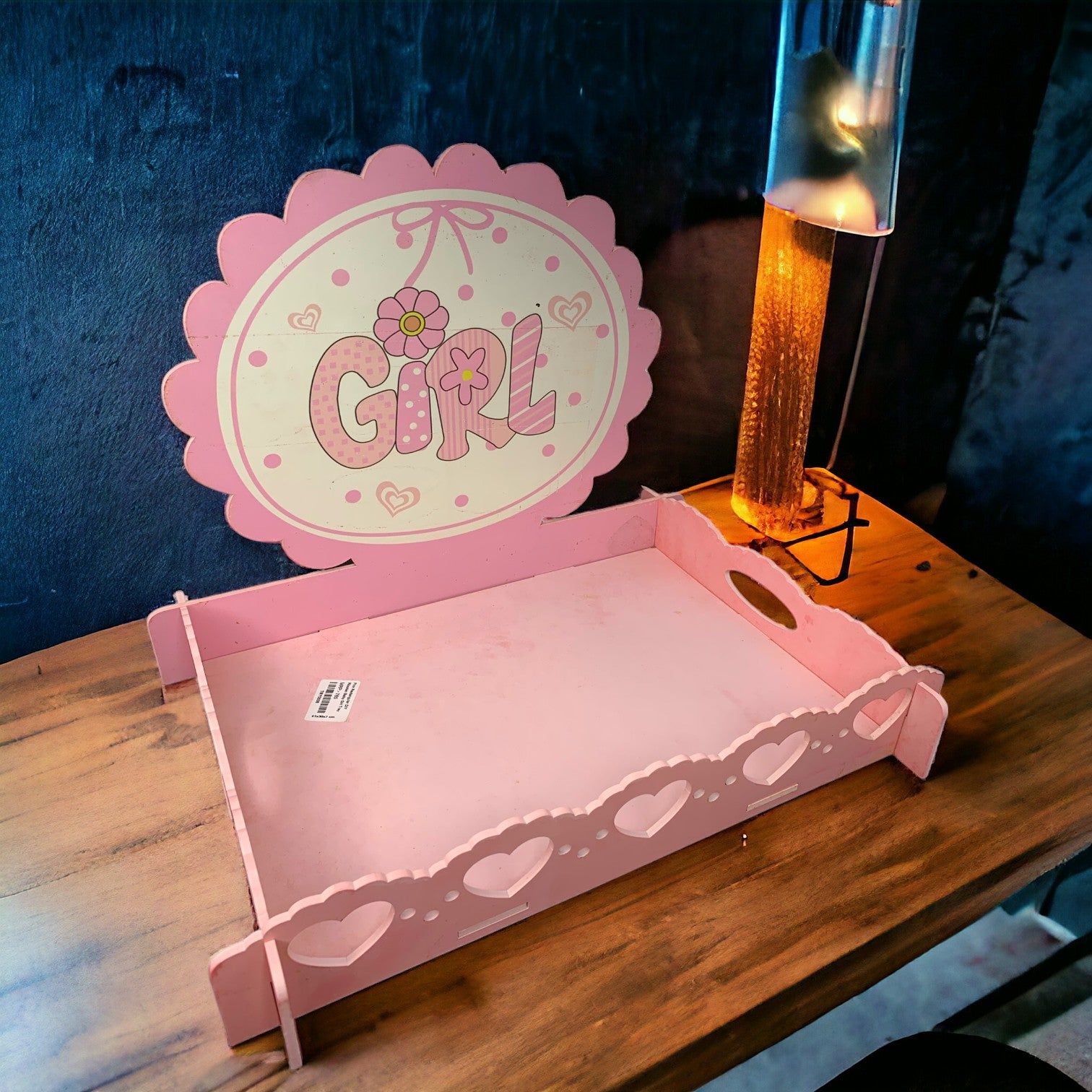 Pink Rectangular DIY wooden Baby Girl Tray_2