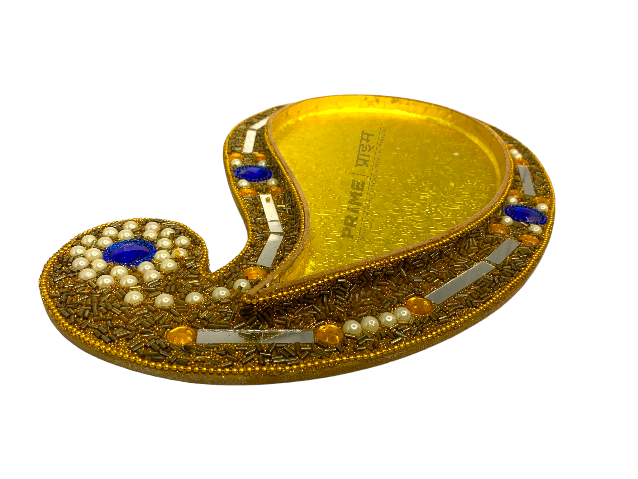 Golden Designer Artificial Stone Work Dry Fruit Tray_1