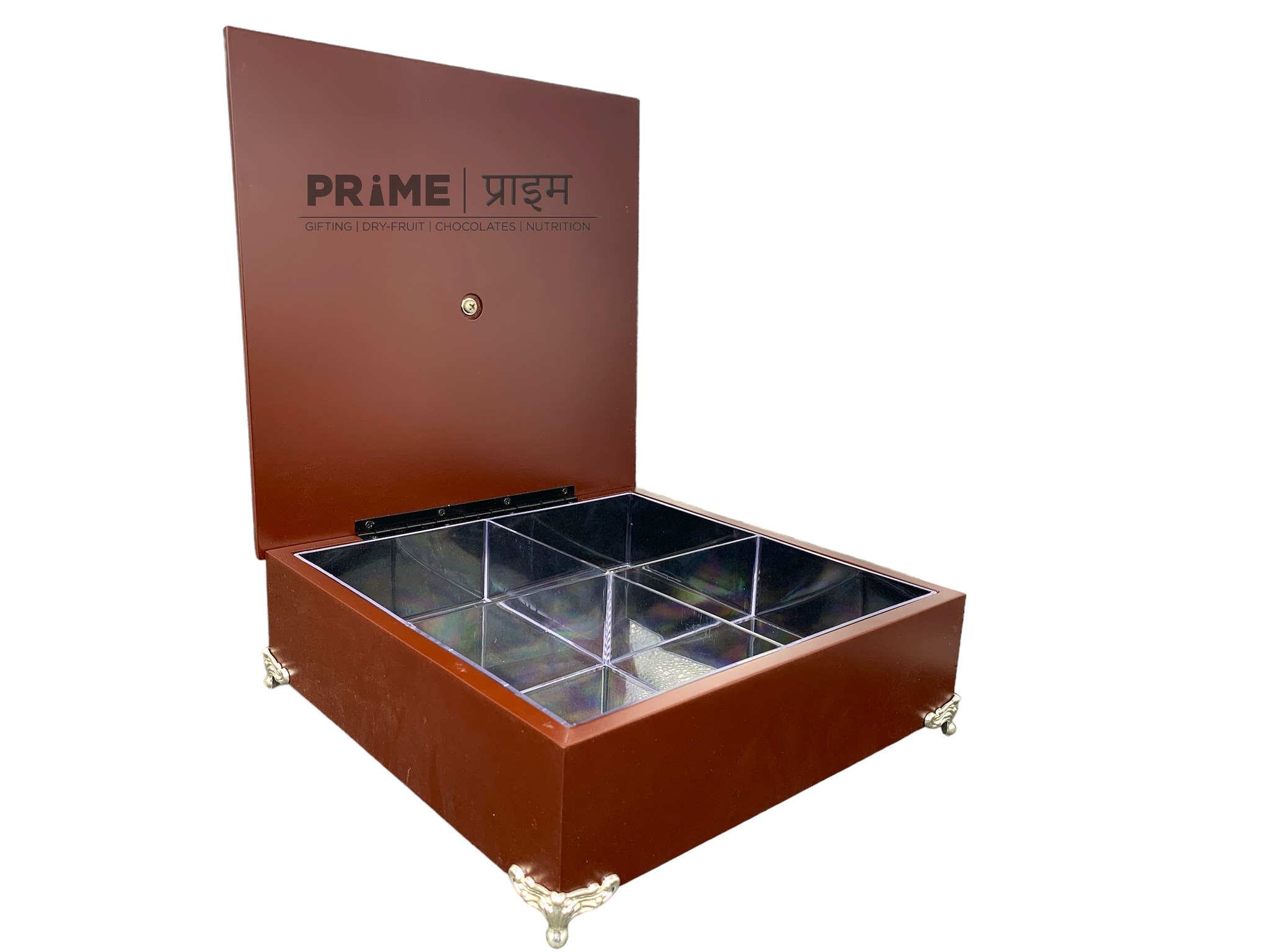 Square 4 Partition Dryfruit Box 10x10X3.5 in_2