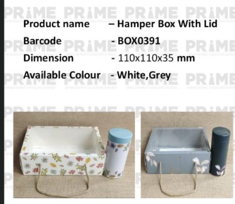 Hamper Box With Lid 11x11x3.5 - Grey_0